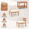 5-Piece Acacia Wood Outdoor Patio Furniture Set with Off White Cushions and Coffee Table
